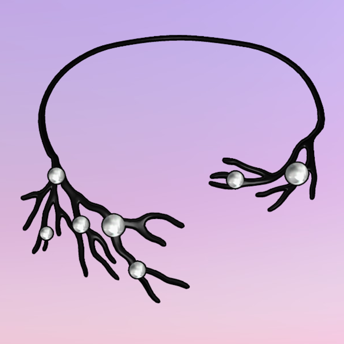 Bare Tree Choker wPearls Black-White