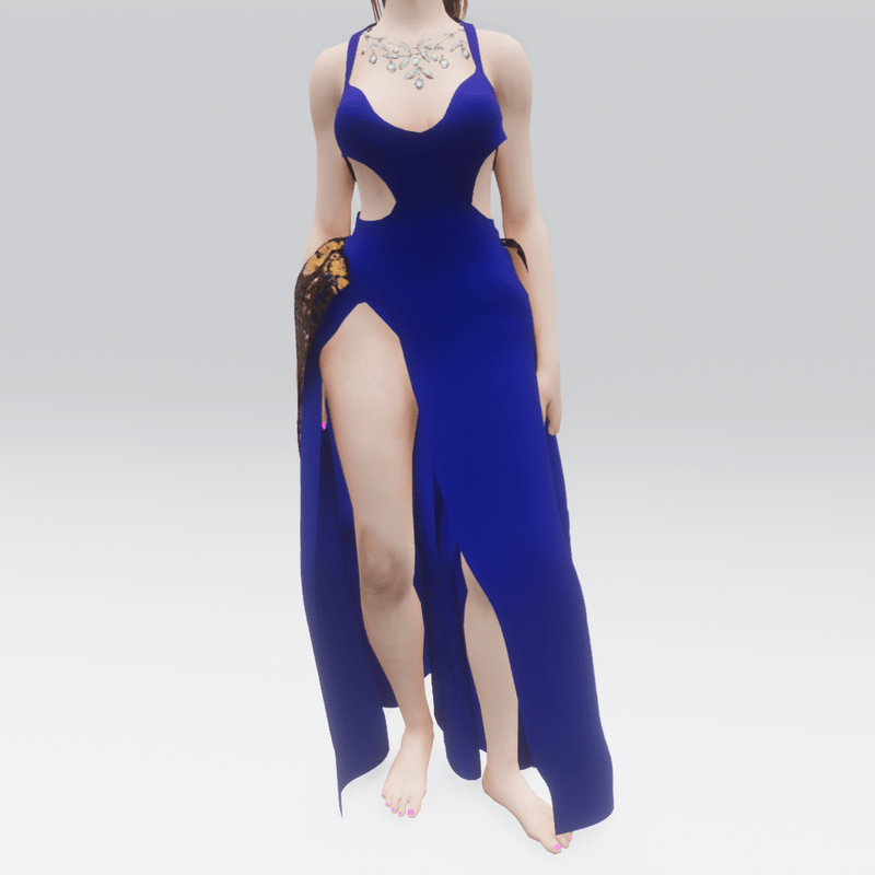 Flowing Blue Open Legged Cut Gown