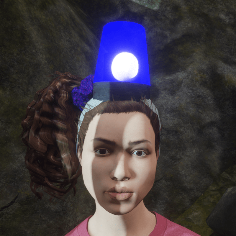 Animated blue rotating beacon light female