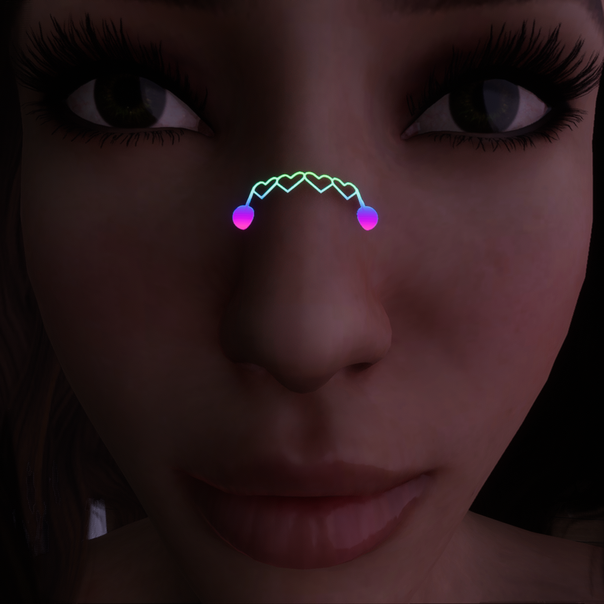 Heart Nose Chain (Animated Glowing Rainbow)