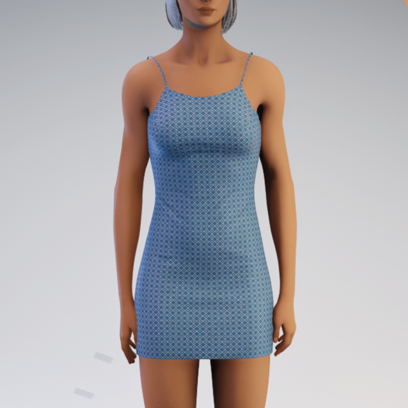 Spaghetti Minidress - Teal Geo