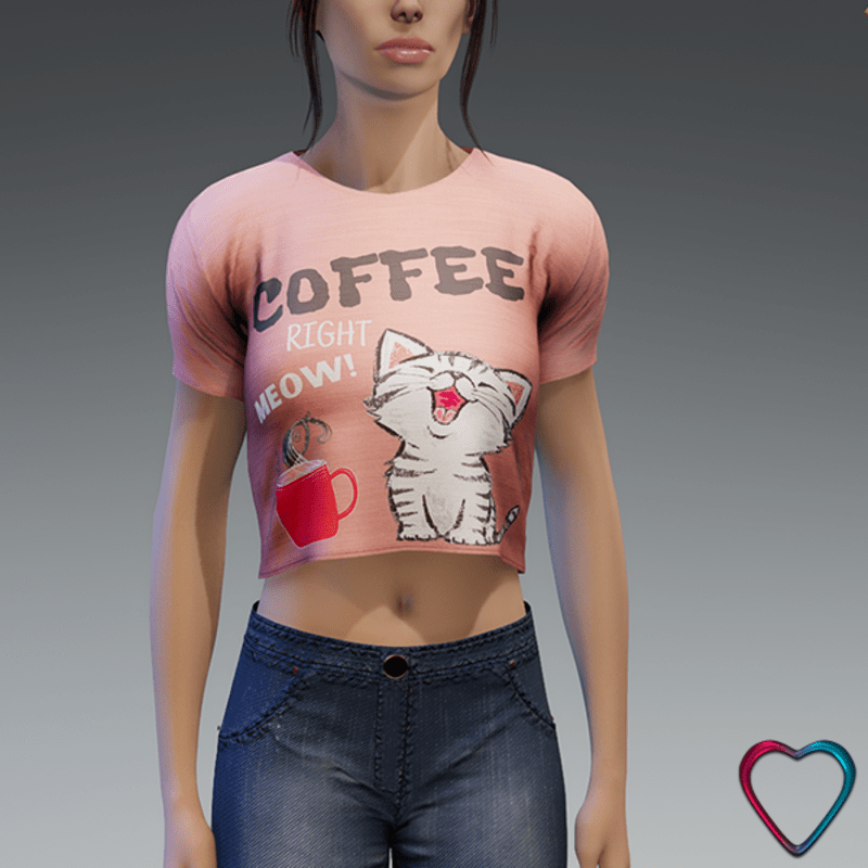 Women Tee-Shirt with Message - Coffee Cat