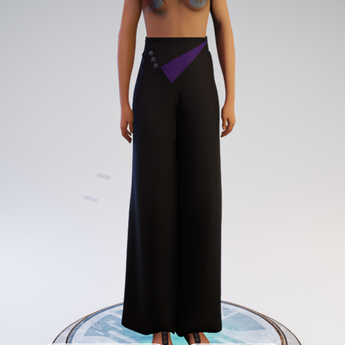 Palazzo Pants - Black and Purple Polyester