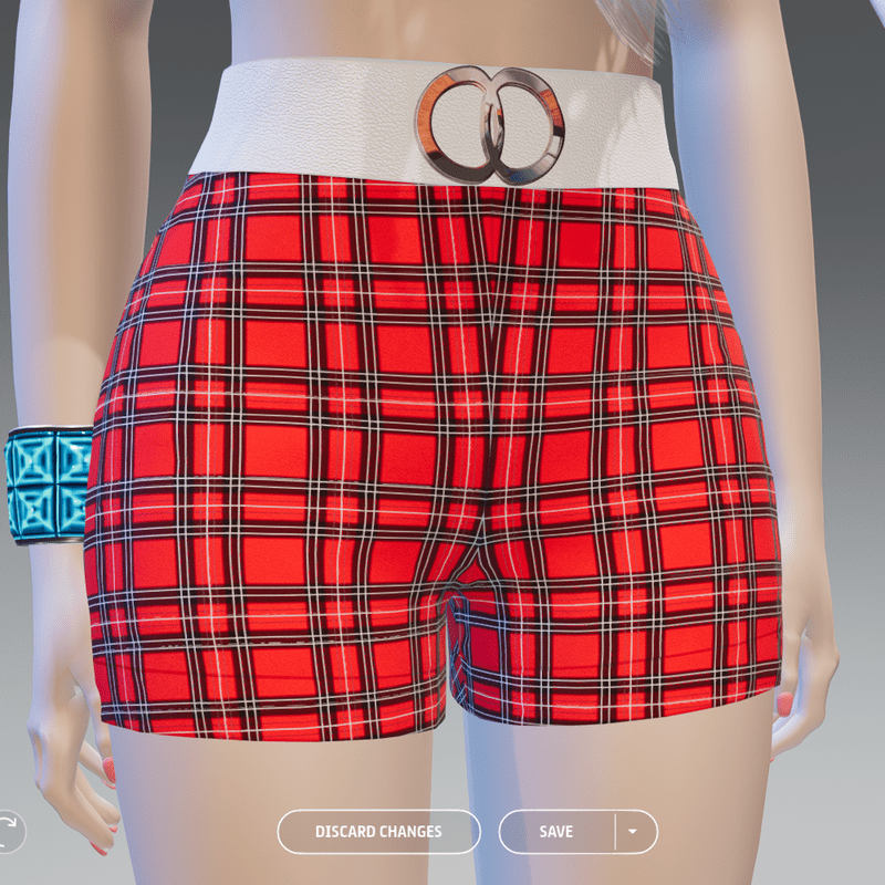 High Shorts w/Leather Belt Red-Plaid - Female