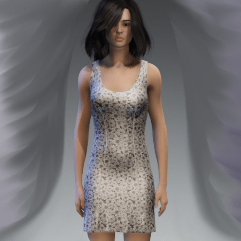 Darted Floral Dress White