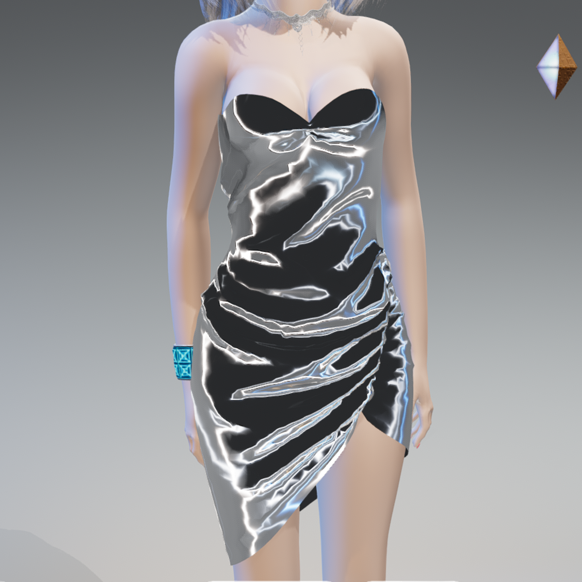 Chrome Side-Drape Cocktail Dress - Female