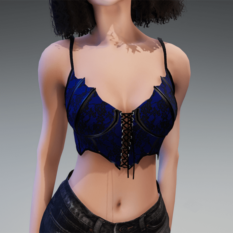 Goth Top "Miss Batfly" in Dark Blue