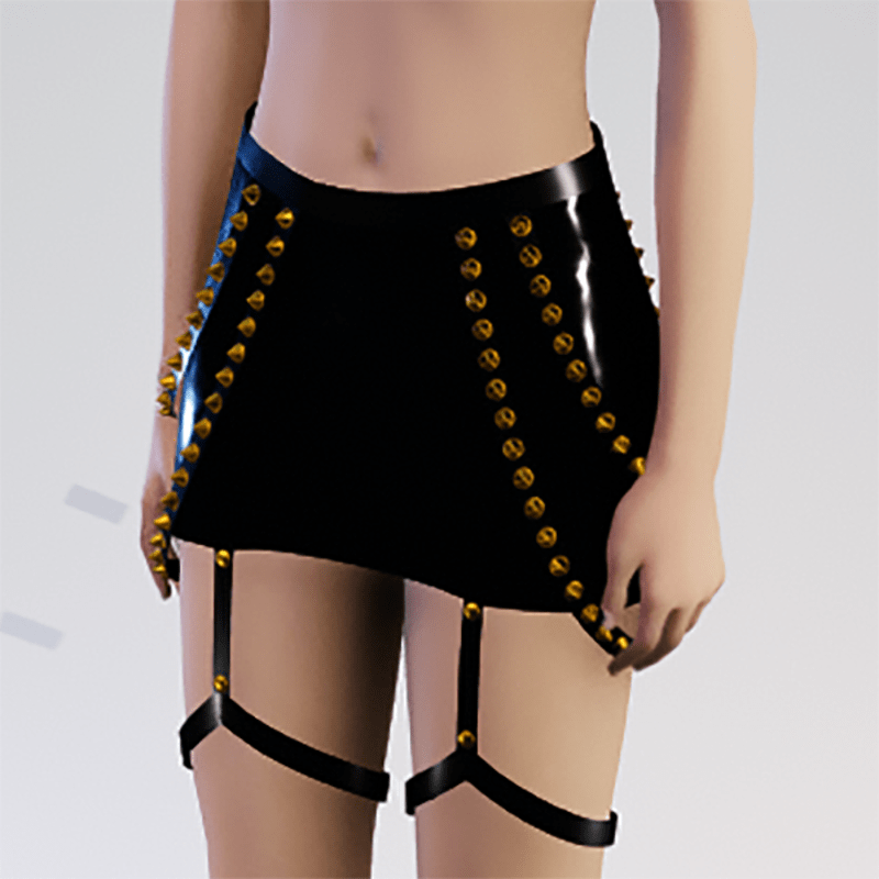 Black latex skirt - gold