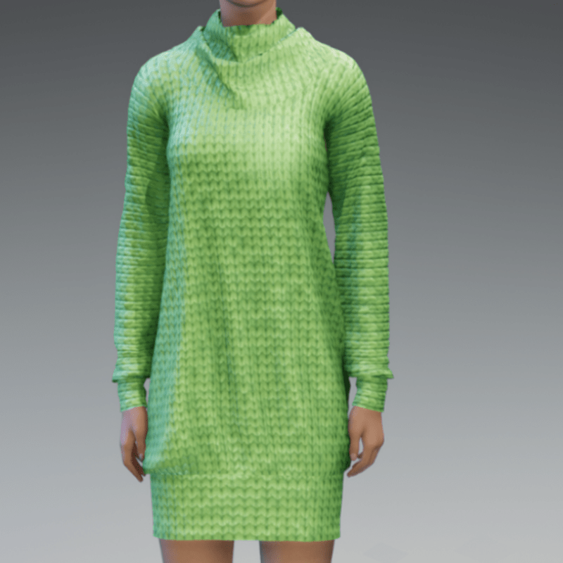 Light Green Turtleneck Dress