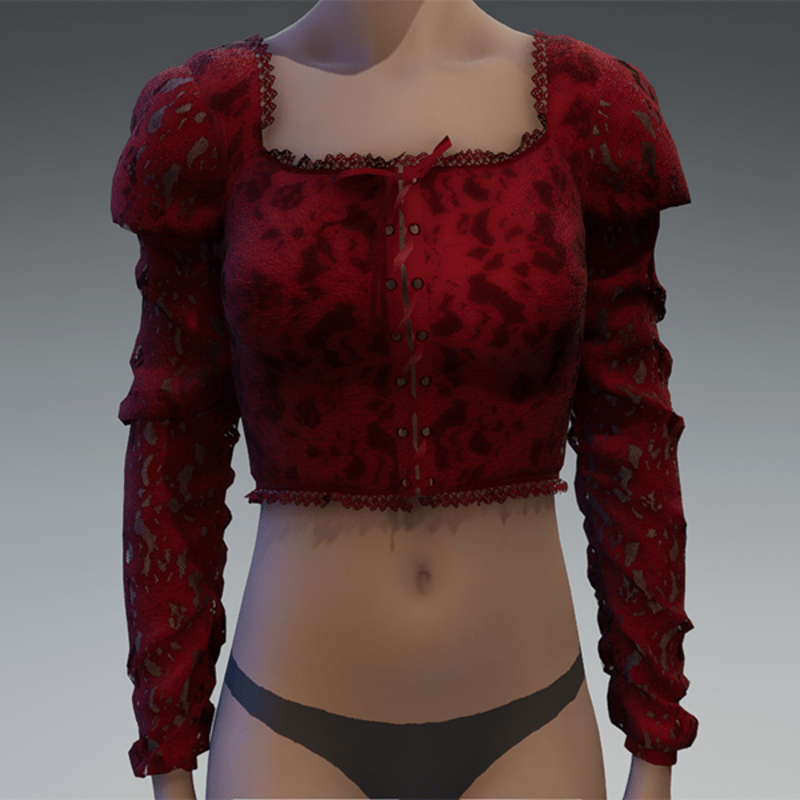 Red lace up lace top