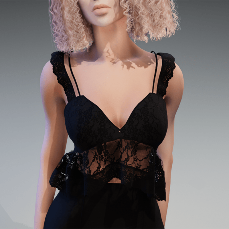 Lace Summer Top in Black