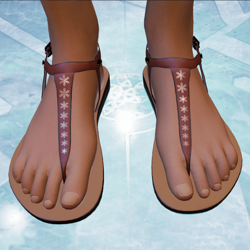 TKA Brown leather slave sandals Celtic cross