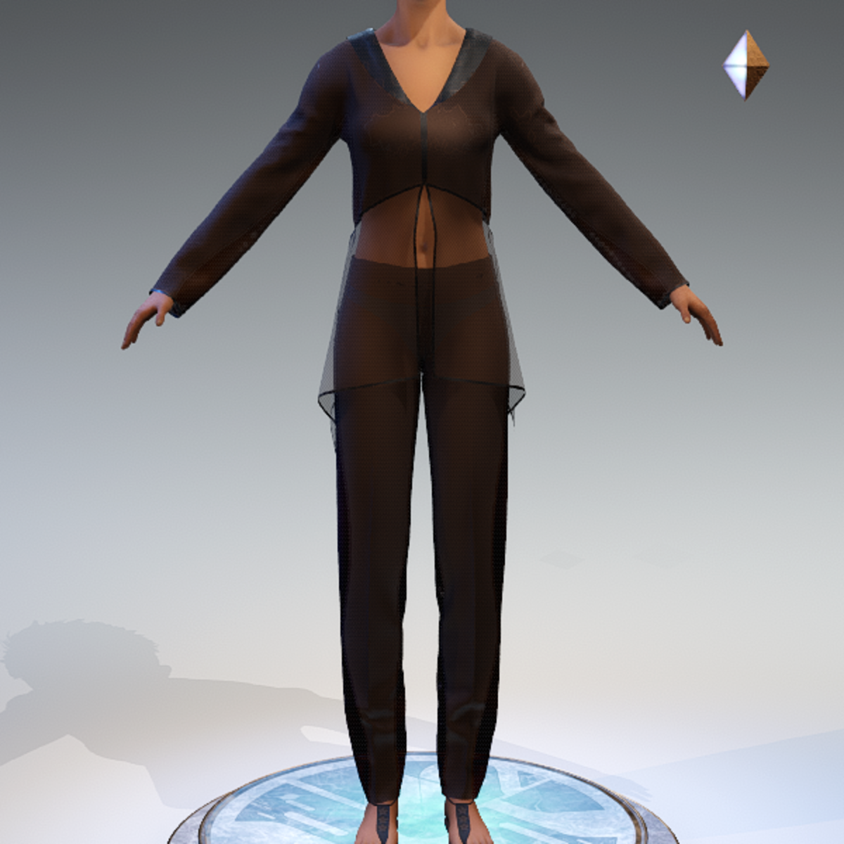 Sheer Tunic Suit - Chocolate Wool