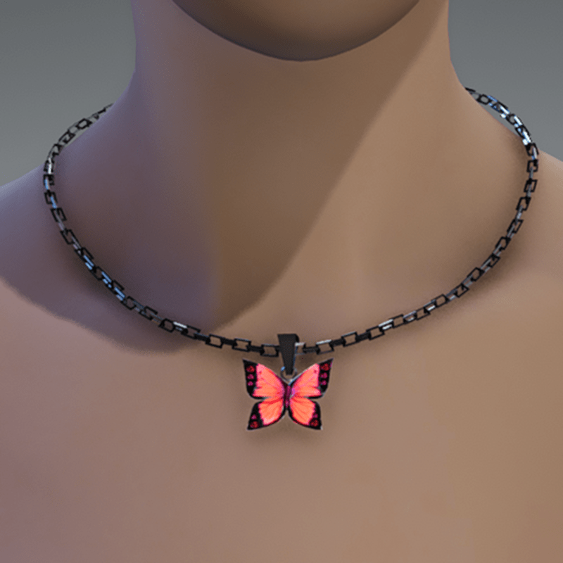 Red emissive butterfly chain necklace