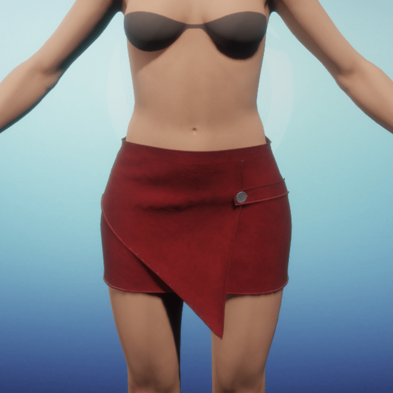 Paneled Mini Skirt - Red Suede