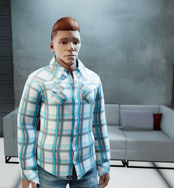 Male Blue Plaid Shirt