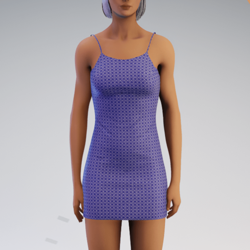 Spaghetti Minidress - Blue Geo