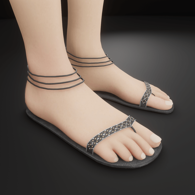 Leather sandals (black)