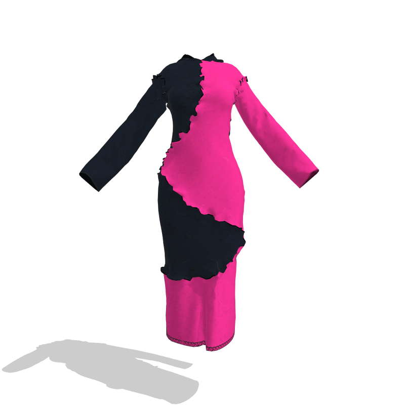 Long Frankin Hoody Dress Pink and Black