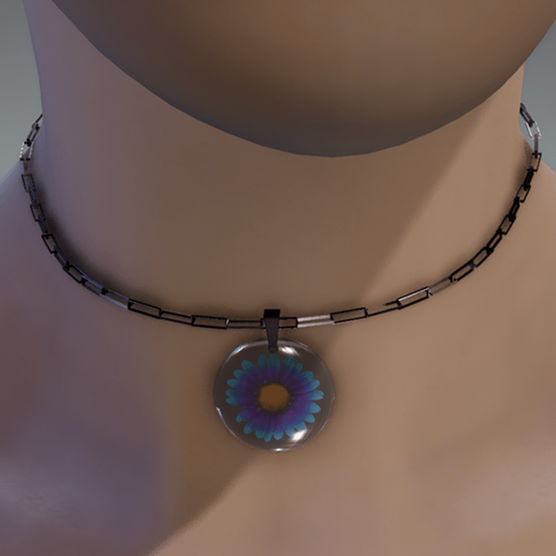 Blue & violet resin daisy necklace