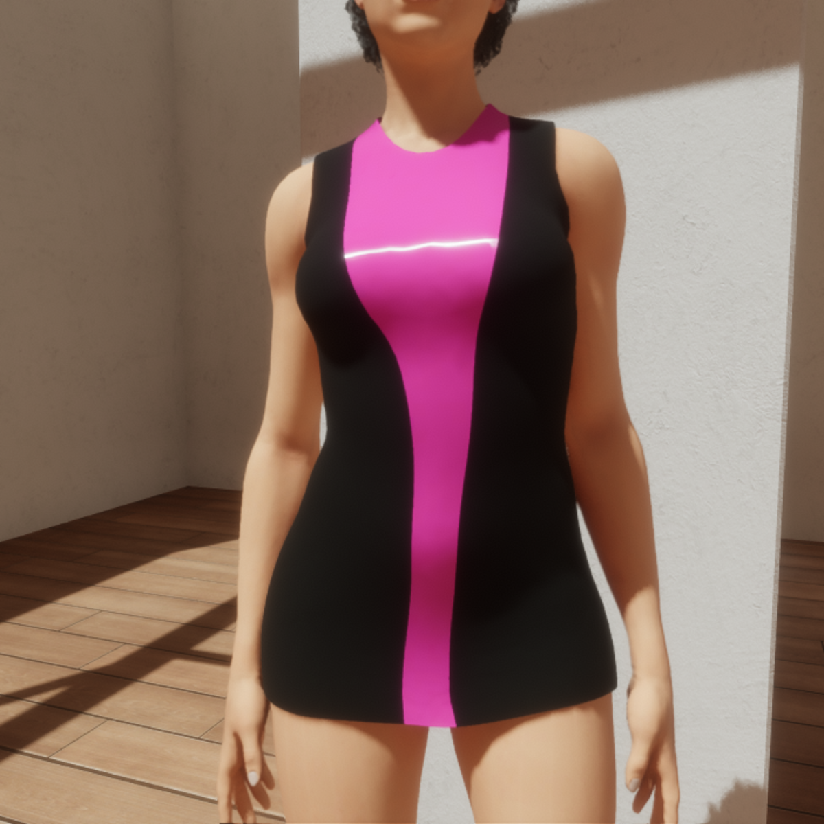 TKA-Black and neon pink mini dress