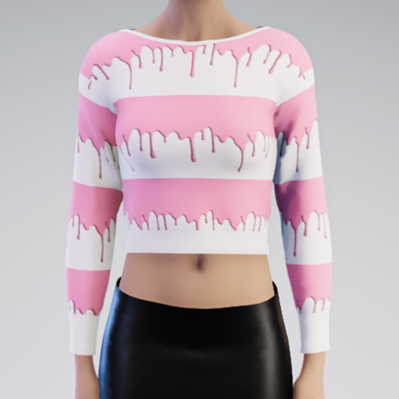 Pink and White Drops Pullover striped