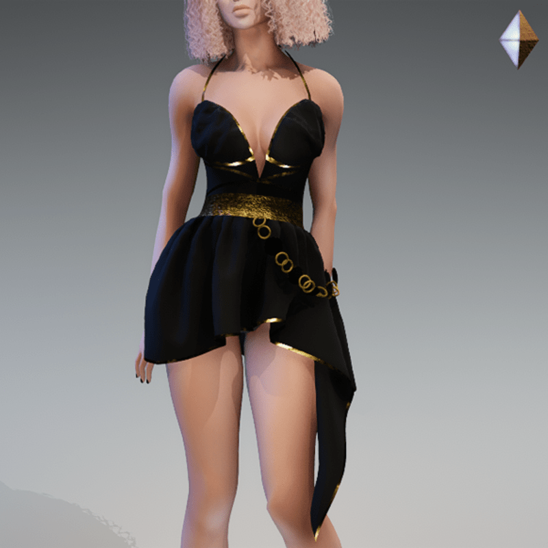 Rome Dress in Black and Gold