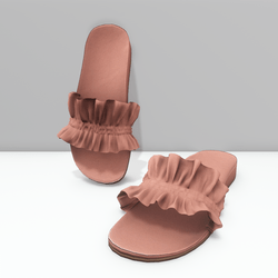 Ruffle slider shoes - coral pink