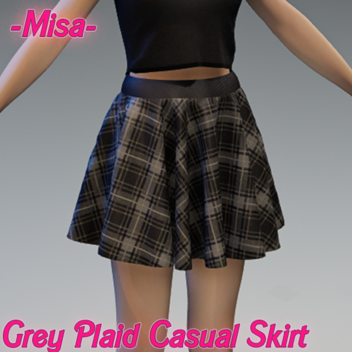 Grey Plaid Casual Skirt