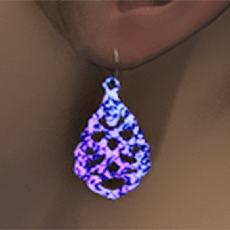 Blue violet emissive glitter earrings