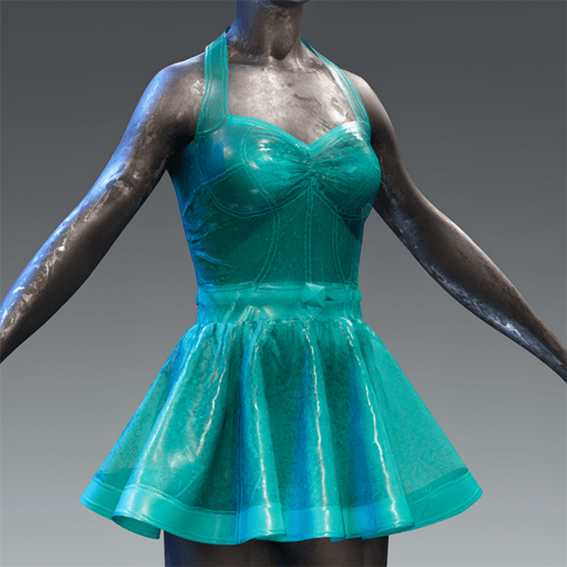 Latex Rubber Dress Short turquoise translucent