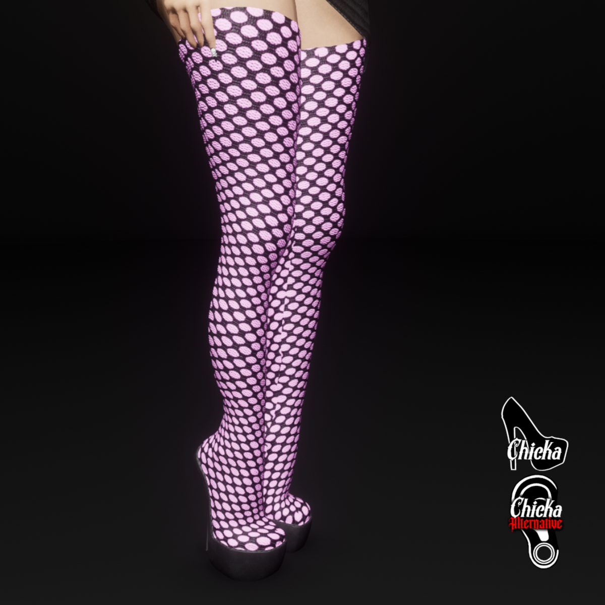 Thigh high boots pink net (CHICKA AVATARS)