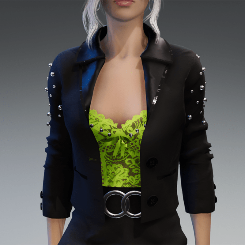 Elegant Blazer in Black with Pearls
