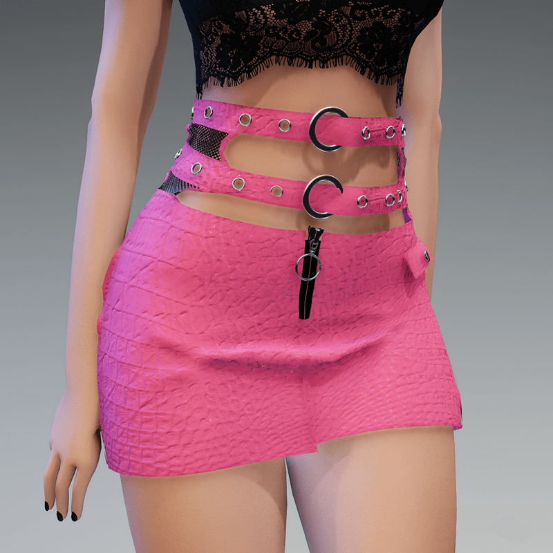 Rockstyle Cyber Skirt Croco Pink
