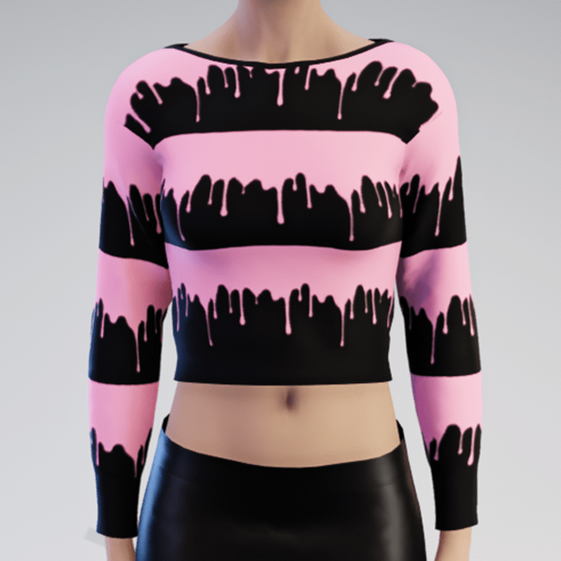 Pink and Black Drops Pullover striped