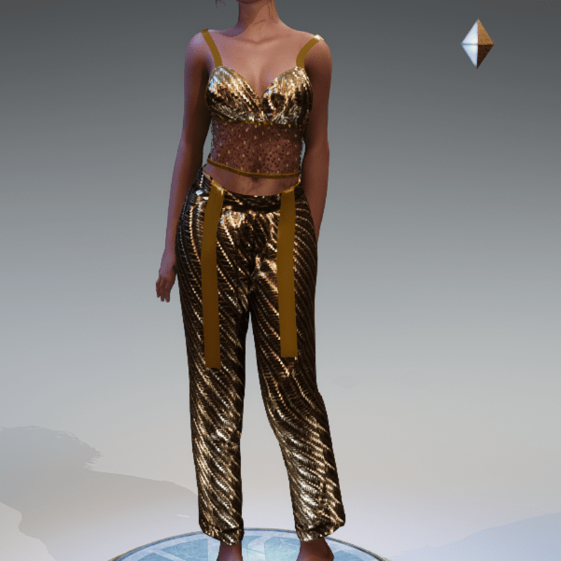 Crop Top and Pants Gold