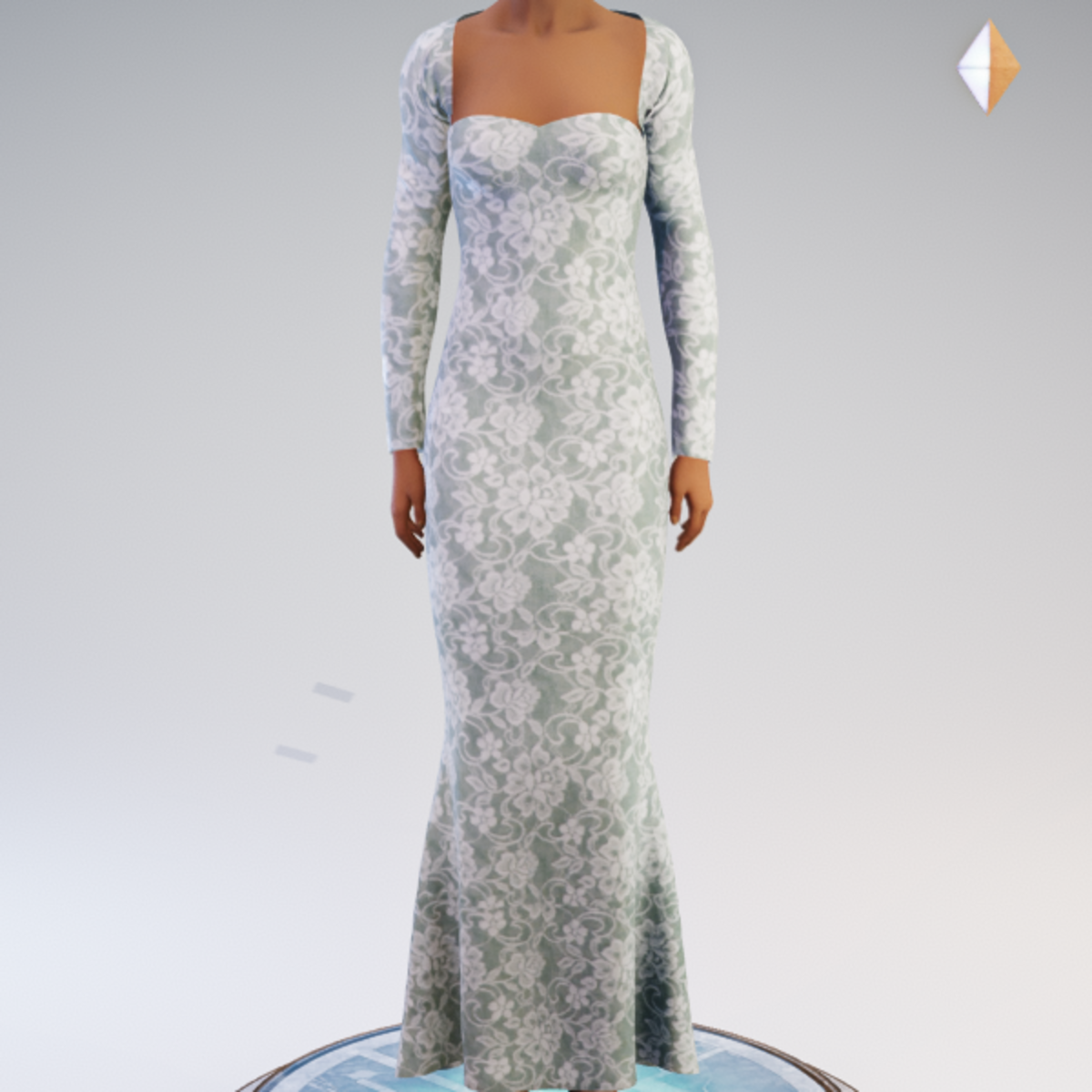 Strapless Mermaid Gown and Bolero - Green Lace