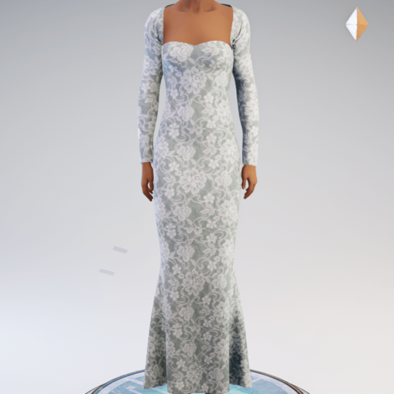 Strapless Mermaid Gown and Bolero - Green Lace