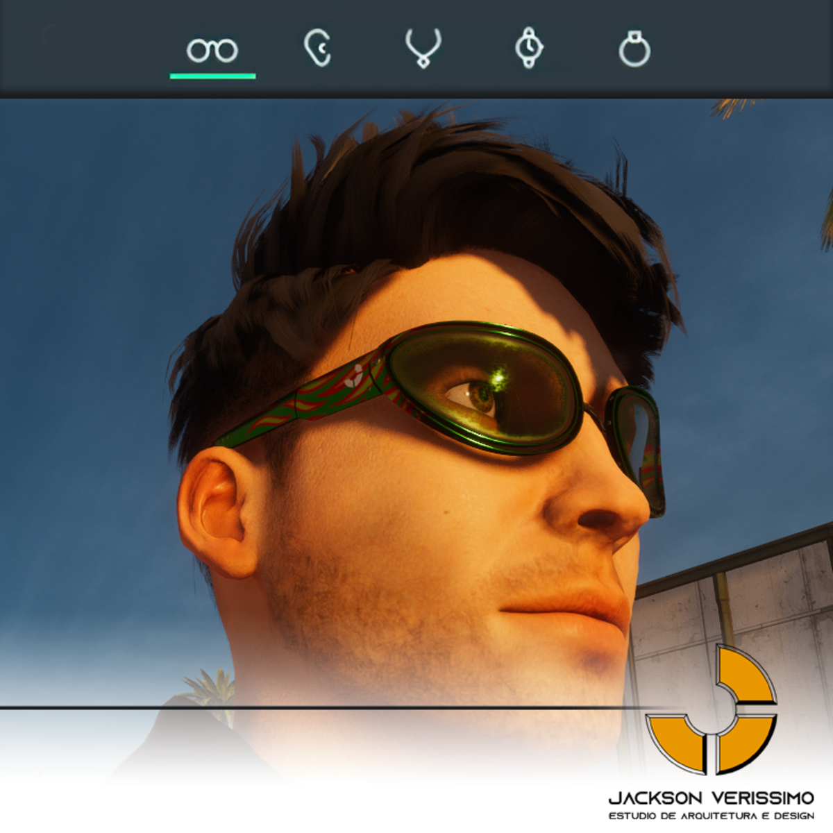 Janeiro Glasses- Green Aluminium with flames