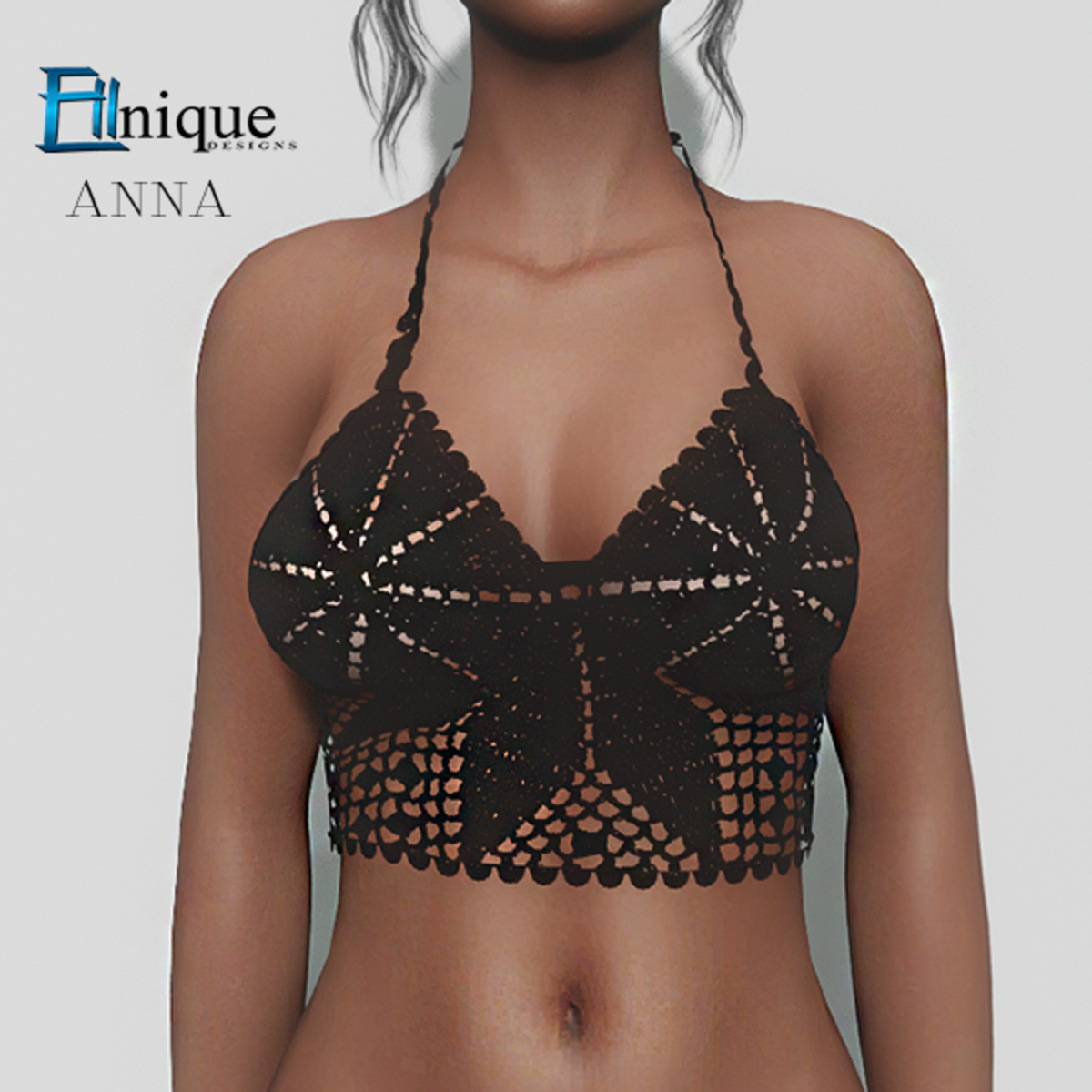 Anna Black Crochet Knit Top
