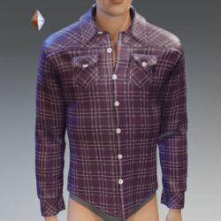 Purple Plaid Long Sleeves Shirt - Male