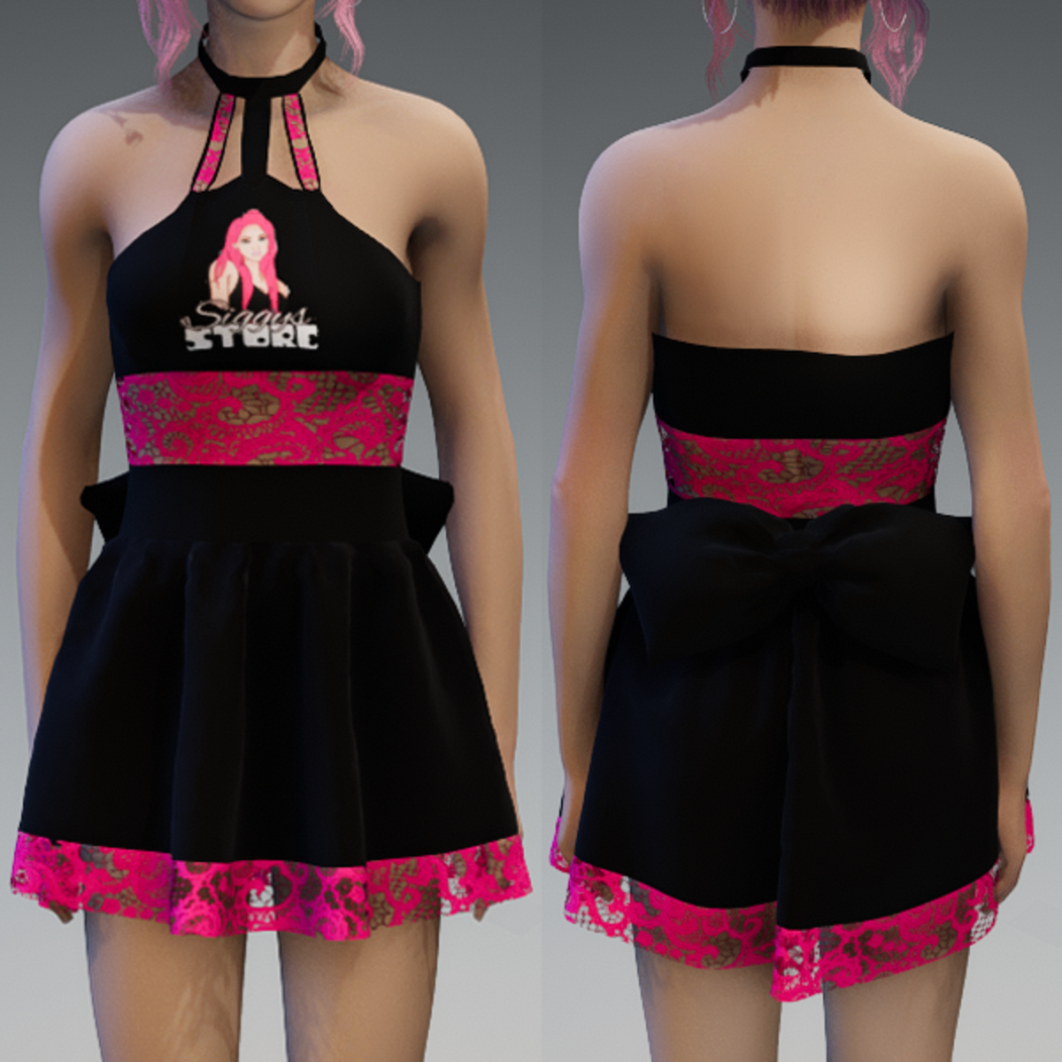 Siggys Store Cute Partydress with a Bow and Lace