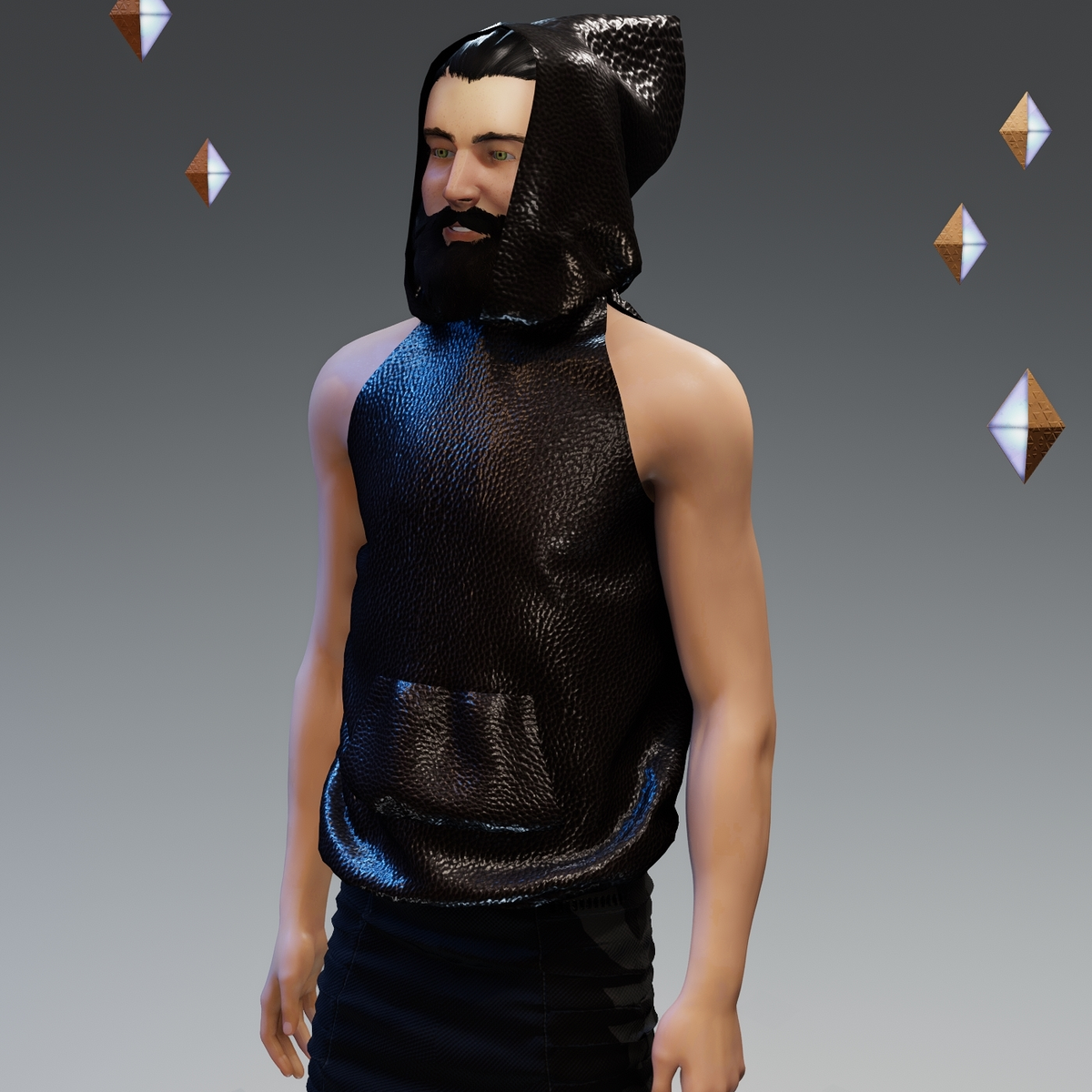 ‘Headspace’ Faux Leather (Σ) Sleeveless Hoodie - Unisex