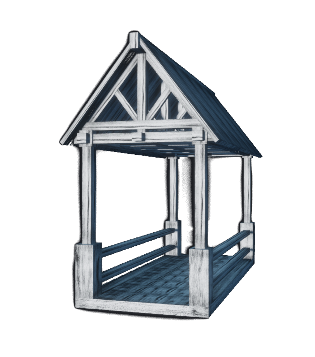 Bridge Path Wood White with Roof