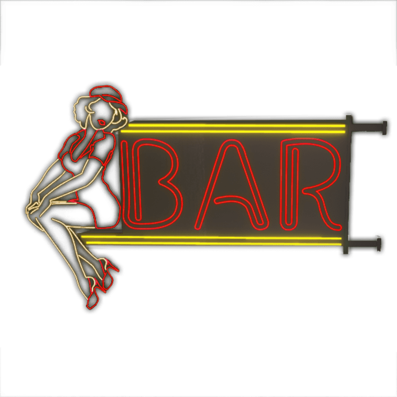 Animated Red Neon Bar Pin up