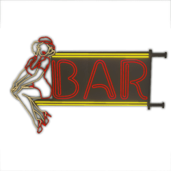 Animated Red Neon Bar Pin up