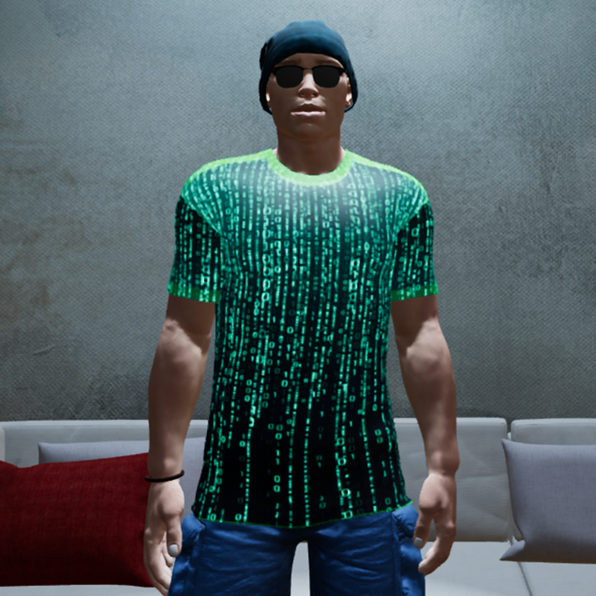 Matrix T-shirt With Animated Emissive Texture