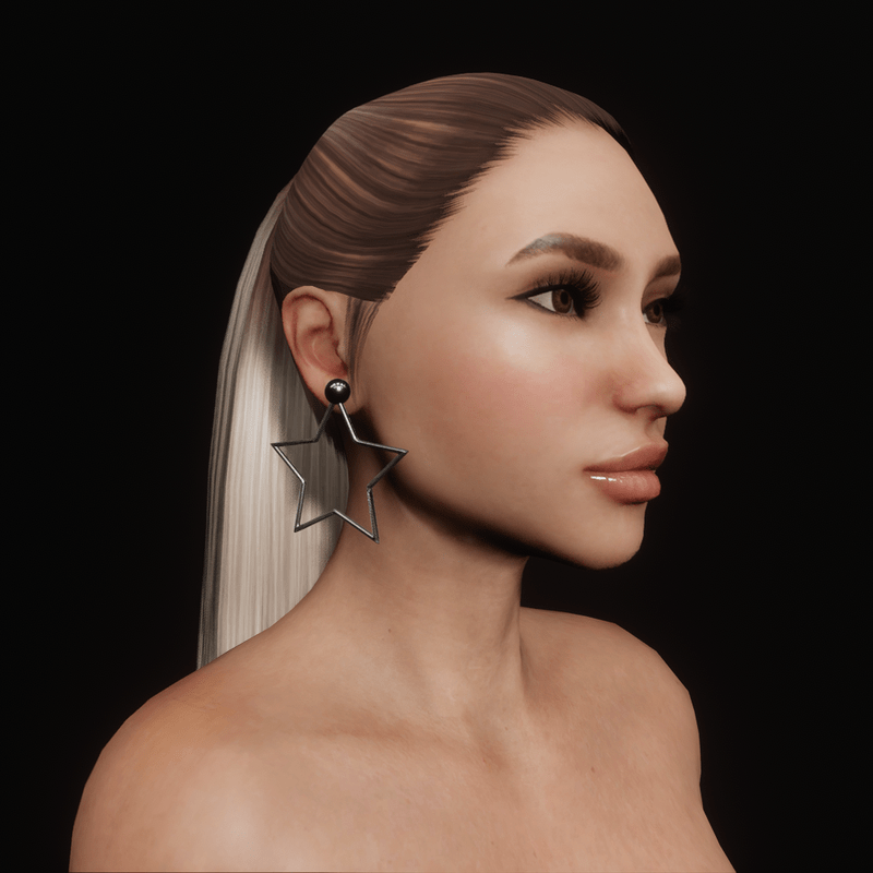 80's Star Hoop Earrings (Silver)