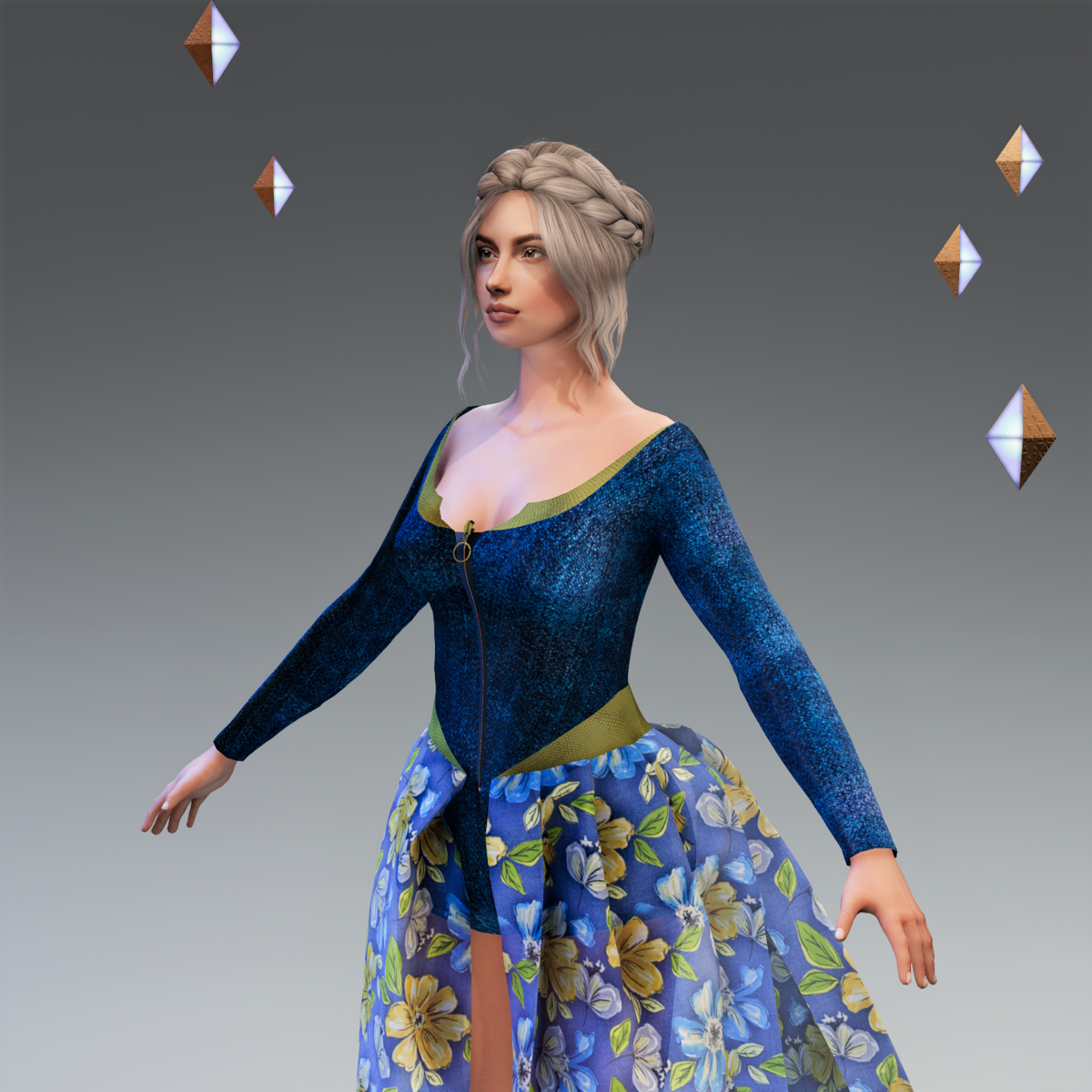 LV Dress Floral Jeans