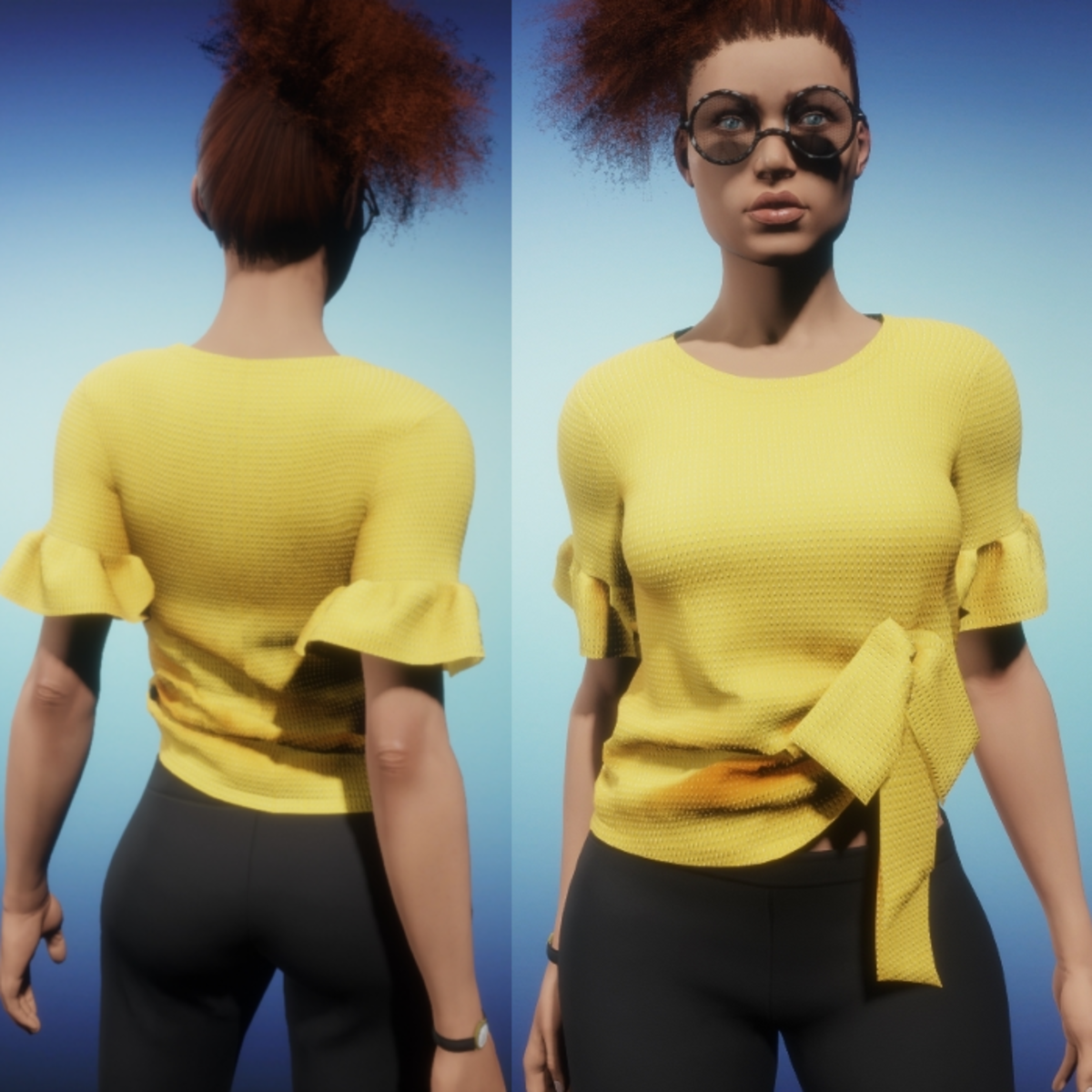 Knit Top with Bow Accent - Golden